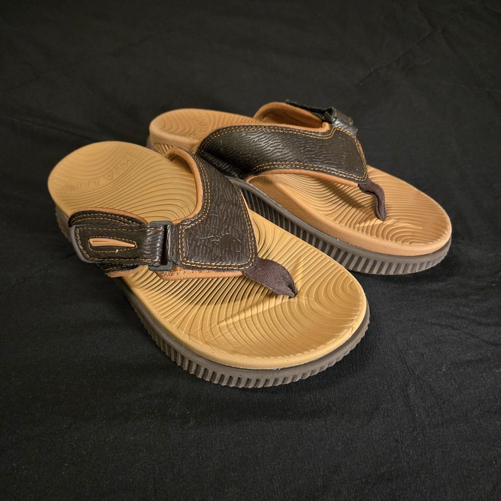 KUAiLU Sandals Mens Size 7 Brown Thong Adjustable Strap Casual Summer Comfort‎